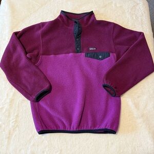 Patagonia Burgundy and Purple Kids Fleece Hoodie